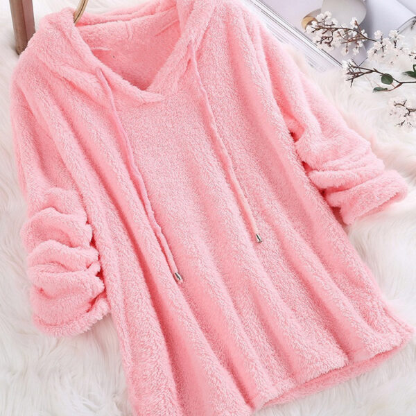 Fall/winter Solid Color Long-sleeved Hooded Plush Double-sided Plush Sweater Pajamas Women